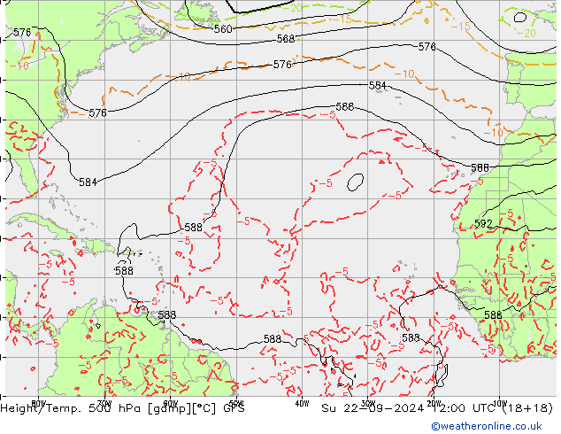 Height/Temp. 500 hPa GFS Su 22.09.2024 12 UTC