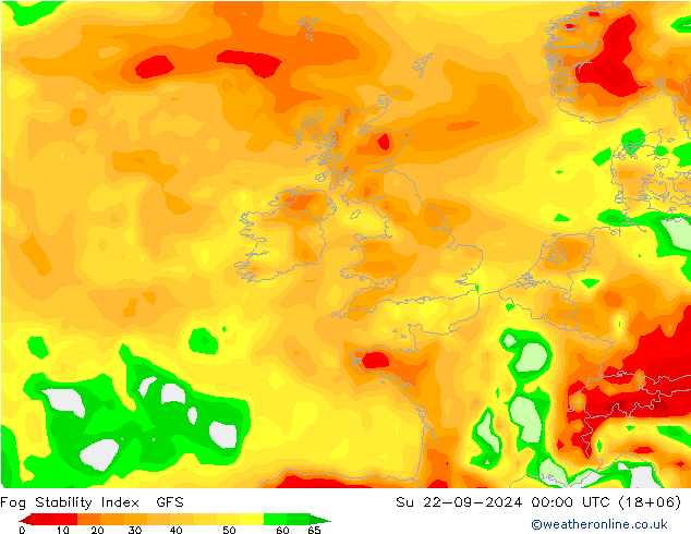 Fog Stability Index GFS zo 22.09.2024 00 UTC