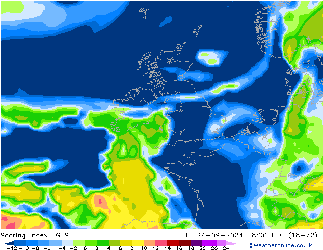 Soaring Index GFS Tu 24.09.2024 18 UTC