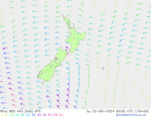 Wind 850 hPa GFS Su 22.09.2024 00 UTC