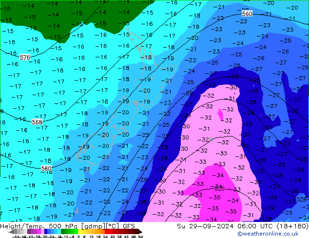 Z500/Regen(+SLP)/Z850 GFS zo 29.09.2024 06 UTC