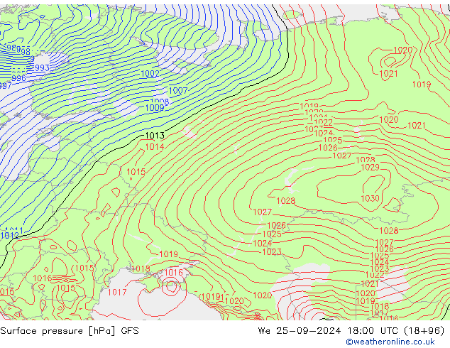 приземное давление GFS ср 25.09.2024 18 UTC