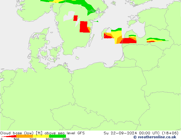 Cloud base (low) GFS Su 22.09.2024 00 UTC