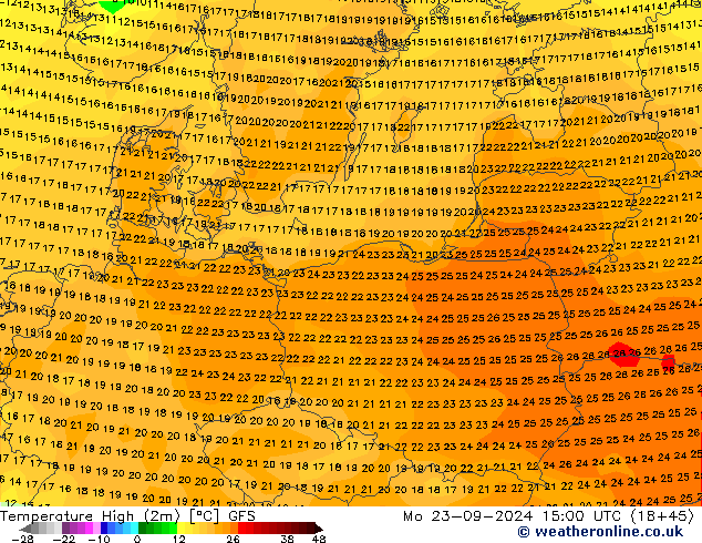 Höchstwerte (2m) GFS Mo 23.09.2024 15 UTC