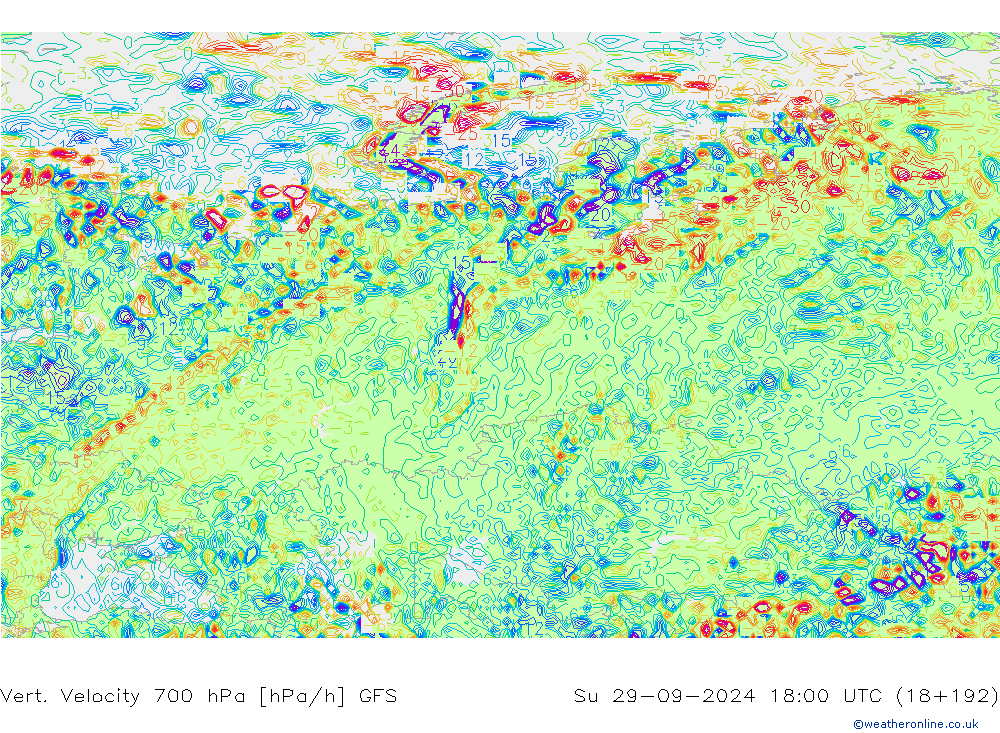 Vert. snelheid 700 hPa GFS zo 29.09.2024 18 UTC