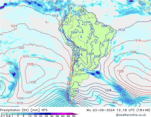 Z500/Rain (+SLP)/Z850 GFS Mo 23.09.2024 18 UTC