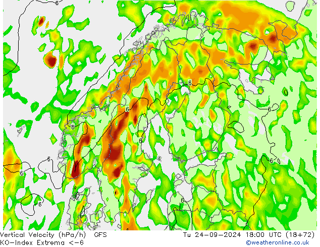 Konvektiv-Index GFS Di 24.09.2024 18 UTC