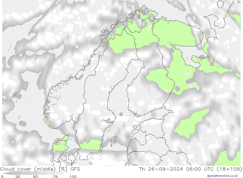 облака (средний) GFS чт 26.09.2024 06 UTC