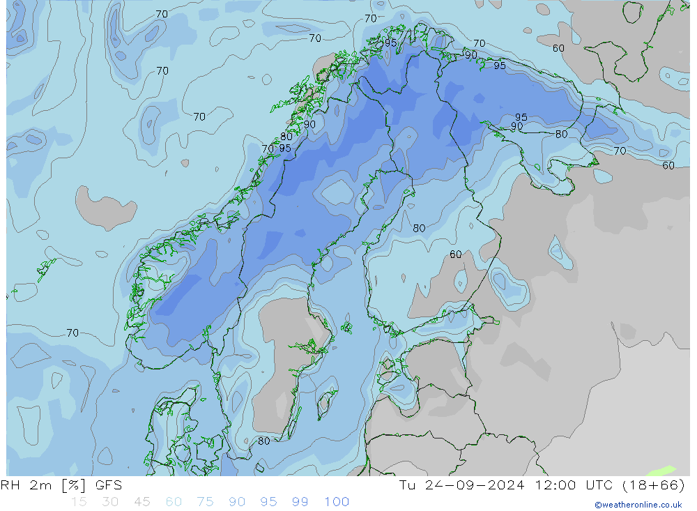 RH 2m GFS Tu 24.09.2024 12 UTC