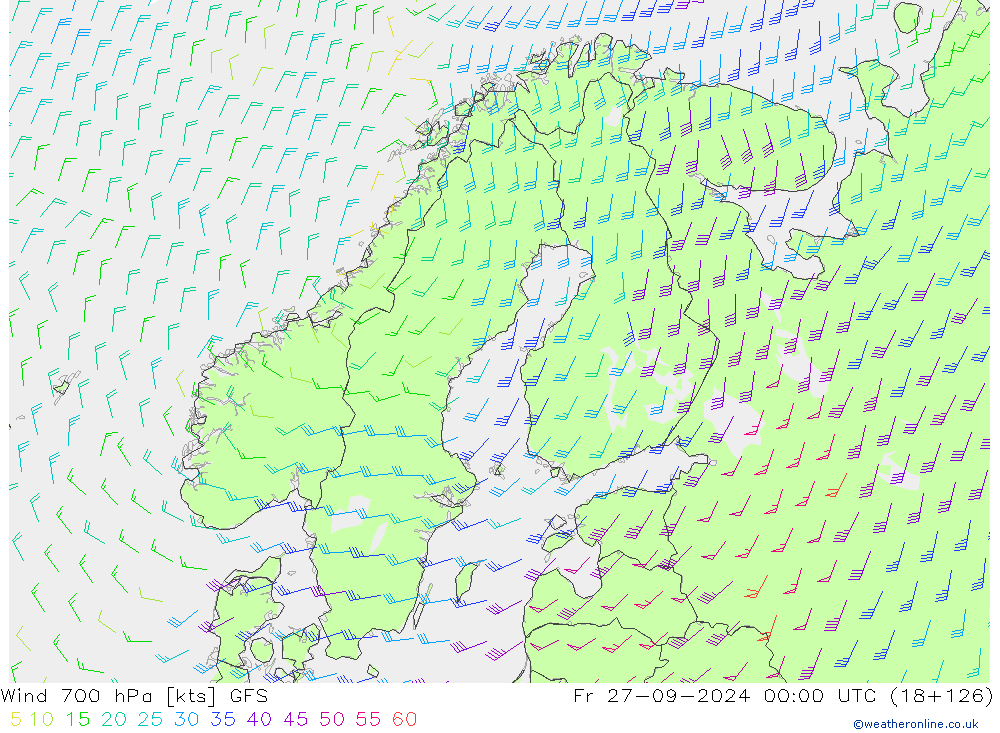 Wind 700 hPa GFS Fr 27.09.2024 00 UTC