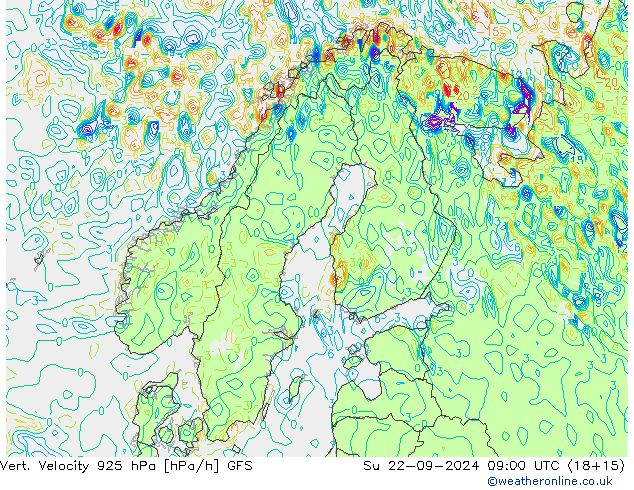 Vert. Velocity 925 hPa GFS Su 22.09.2024 09 UTC