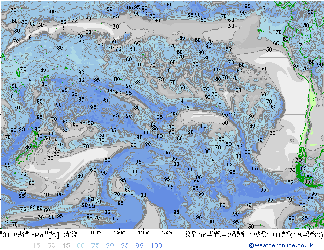 RH 850 hPa GFS Ne 06.10.2024 18 UTC