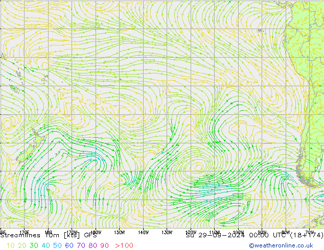 Stroomlijn 10m GFS zo 29.09.2024 00 UTC