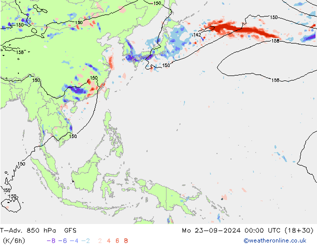 T-Adv. 850 hPa GFS Mo 23.09.2024 00 UTC