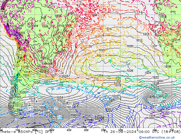 Theta-e 850hPa GFS Th 26.09.2024 06 UTC