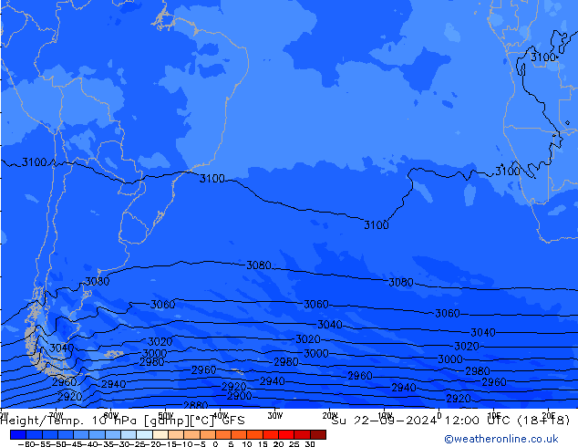 Height/Temp. 10 hPa GFS So 22.09.2024 12 UTC