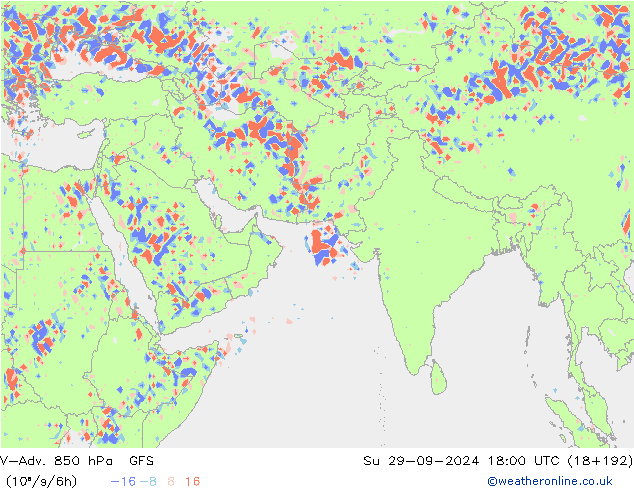 V-Adv. 850 hPa GFS 星期日 29.09.2024 18 UTC