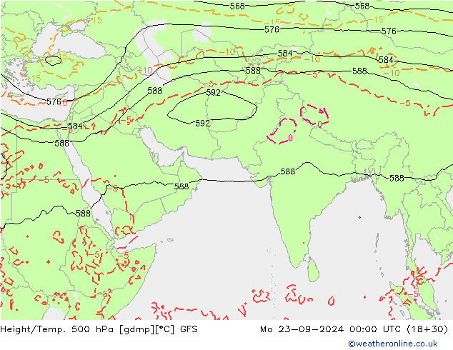 Height/Temp. 500 hPa GFS Mo 23.09.2024 00 UTC