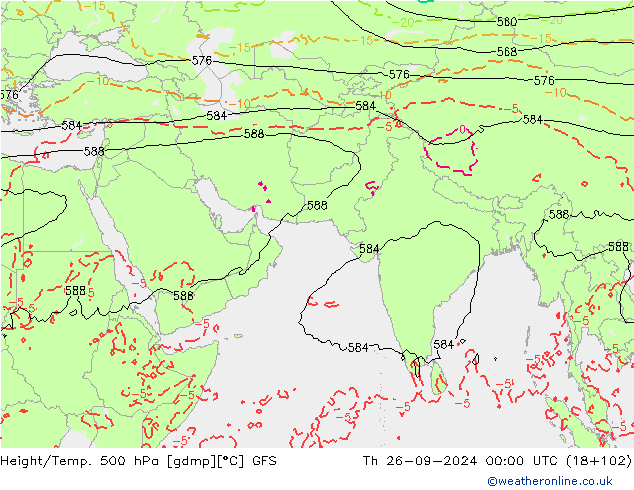 Z500/Rain (+SLP)/Z850 GFS 星期四 26.09.2024 00 UTC