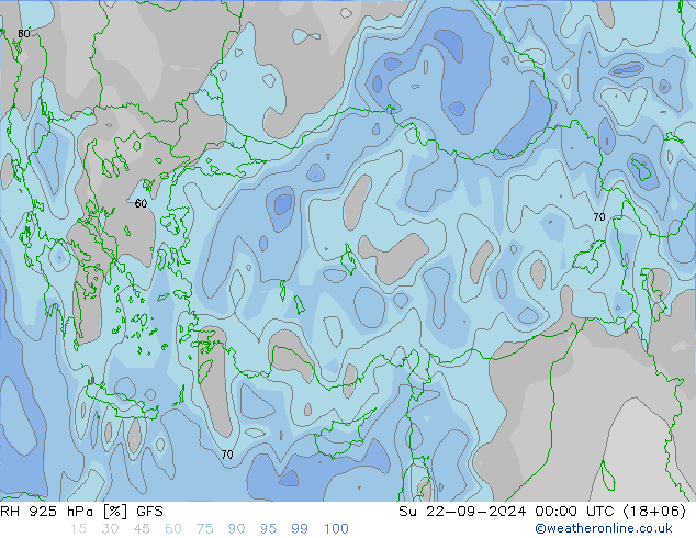 RH 925 hPa GFS dom 22.09.2024 00 UTC