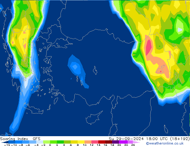 Soaring Index GFS zo 29.09.2024 18 UTC