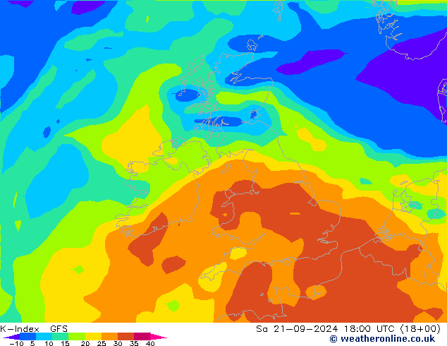 K-Index GFS 星期六 21.09.2024 18 UTC