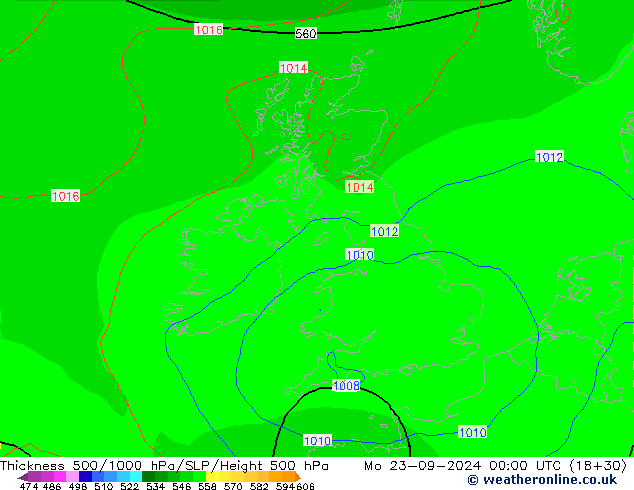 Thck 500-1000hPa GFS Mo 23.09.2024 00 UTC