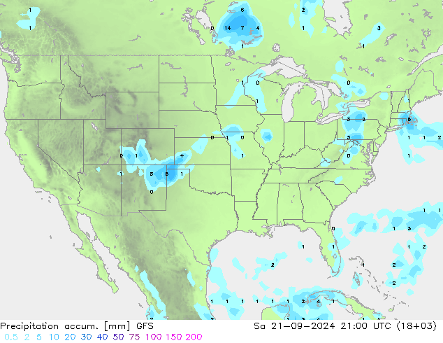 Precipitación acum. GFS sáb 21.09.2024 21 UTC