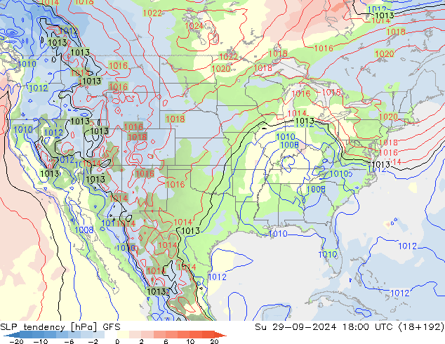 SLP tendency GFS Su 29.09.2024 18 UTC