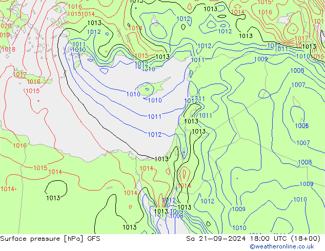 приземное давление GFS сб 21.09.2024 18 UTC