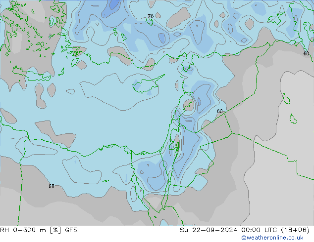 RH 0-300 m GFS Su 22.09.2024 00 UTC