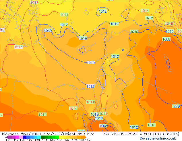 Thck 850-1000 hPa GFS Ne 22.09.2024 00 UTC