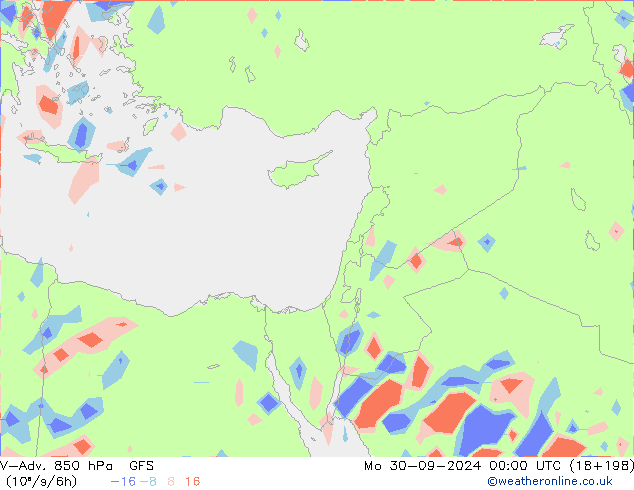 V-Adv. 850 гПа GFS пн 30.09.2024 00 UTC