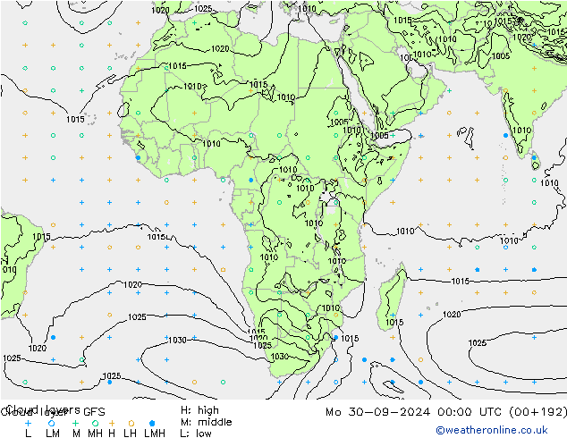 Cloud layer GFS Pzt 30.09.2024 00 UTC