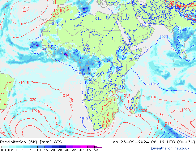 Z500/Regen(+SLP)/Z850 GFS ma 23.09.2024 12 UTC