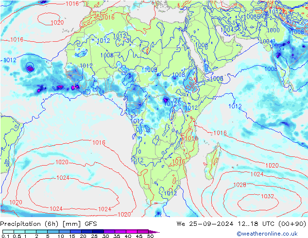 Z500/Regen(+SLP)/Z850 GFS wo 25.09.2024 18 UTC