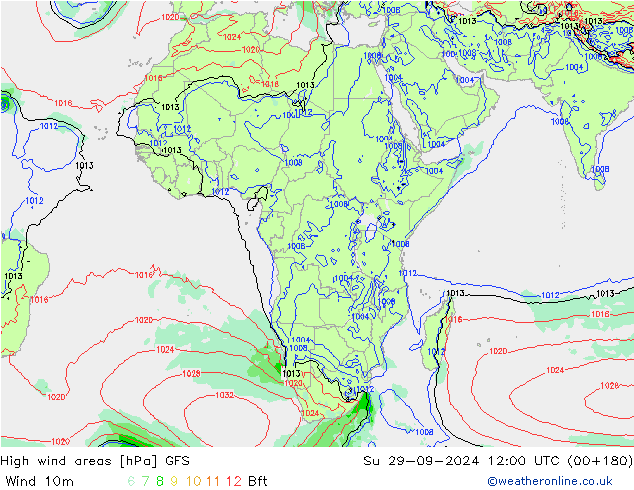 High wind areas GFS Su 29.09.2024 12 UTC