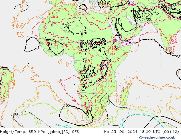 Z500/Rain (+SLP)/Z850 GFS пн 23.09.2024 18 UTC