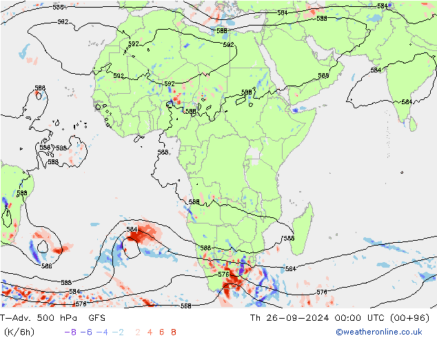 T-Adv. 500 hPa GFS Čt 26.09.2024 00 UTC