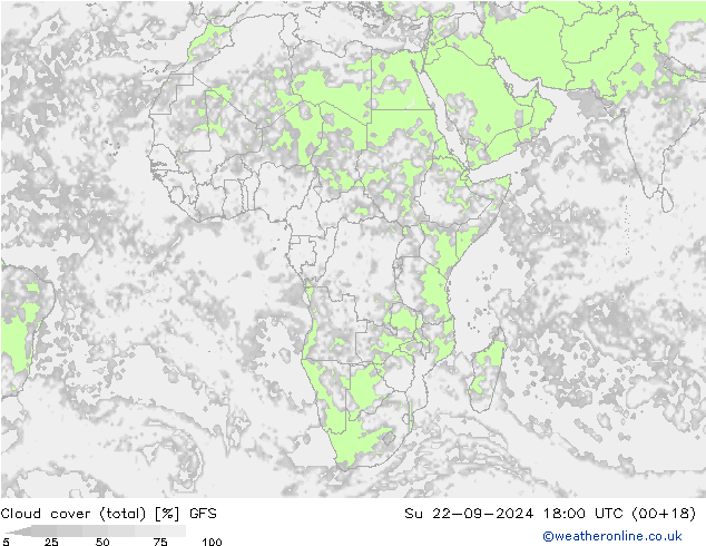 Bewolking (Totaal) GFS zo 22.09.2024 18 UTC