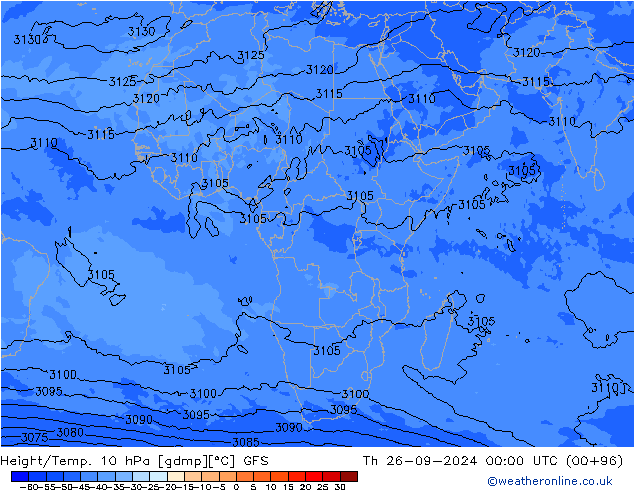 Height/Temp. 10 hPa GFS Čt 26.09.2024 00 UTC