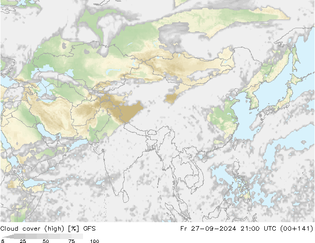 Bulutlar (yüksek) GFS Cu 27.09.2024 21 UTC