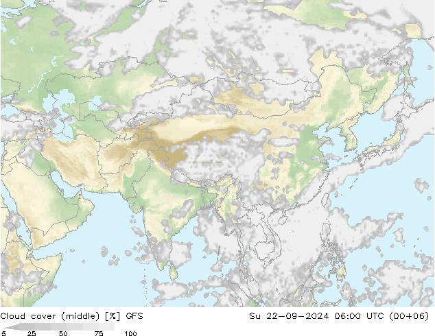 Cloud (high,middle,low) GFS Su 22.09.2024 06 UTC