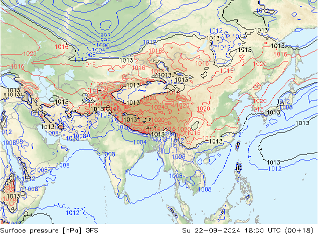 Surface pressure GFS Su 22.09.2024 18 UTC