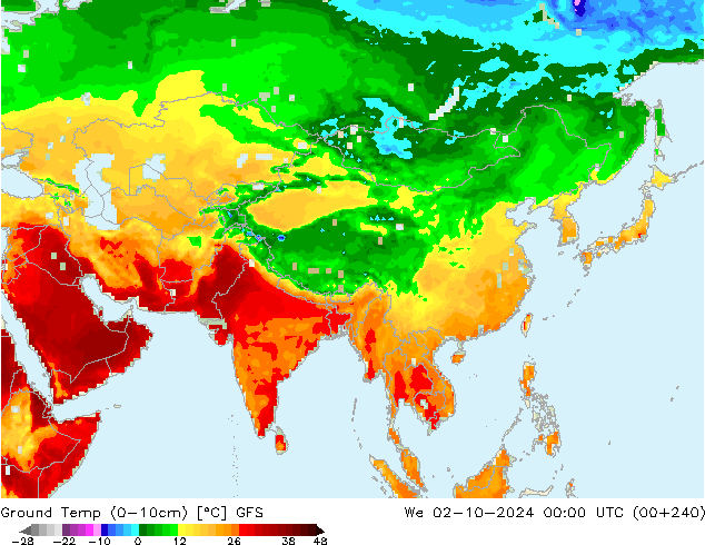 temp. mín./solo (0-10cm) GFS Qua 02.10.2024 00 UTC