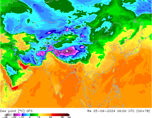 точка росы GFS ср 25.09.2024 06 UTC