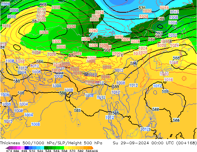 Thck 500-1000гПа GFS Вс 29.09.2024 00 UTC