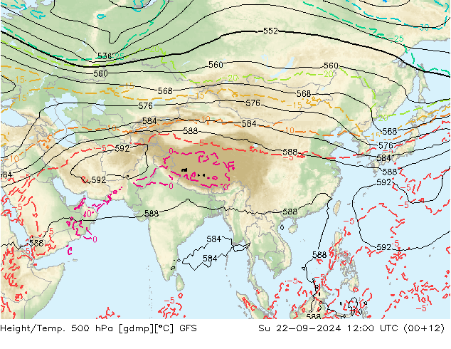 Z500/Rain (+SLP)/Z850 GFS Вс 22.09.2024 12 UTC