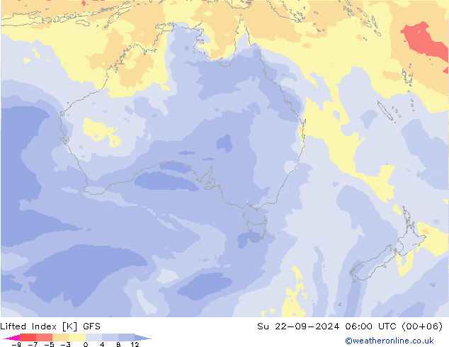 Lifted Index GFS Su 22.09.2024 06 UTC