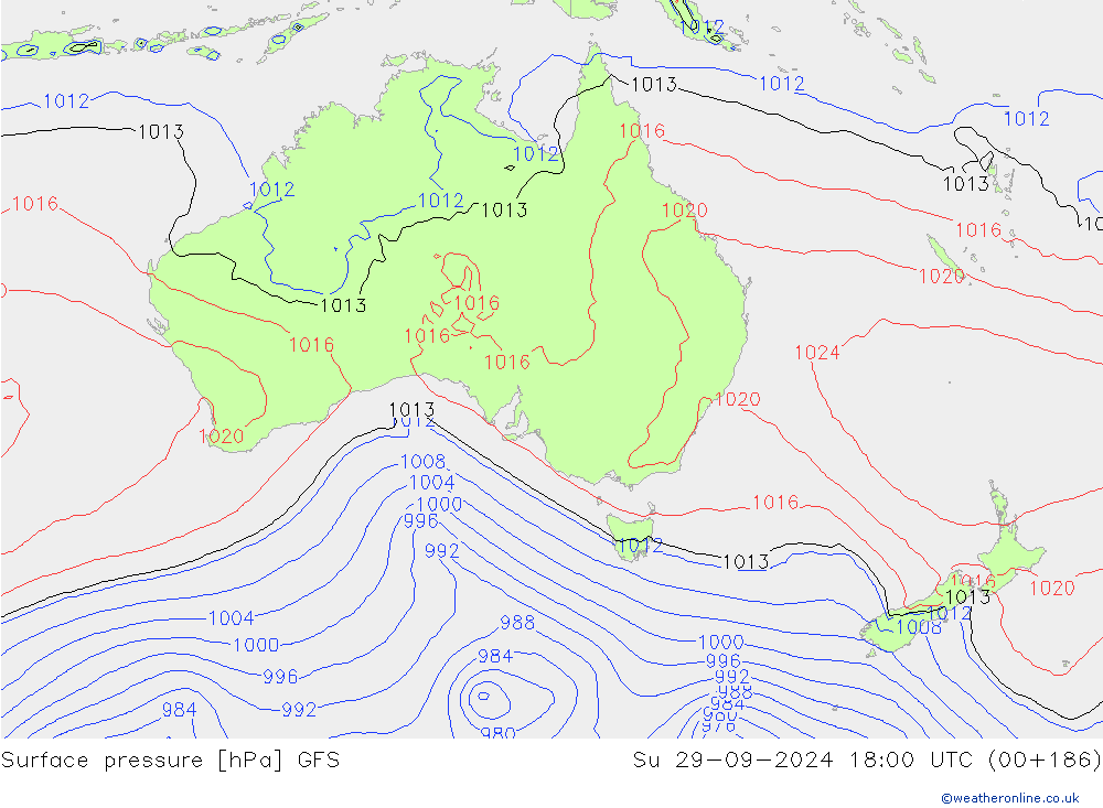 Atmosférický tlak GFS Ne 29.09.2024 18 UTC